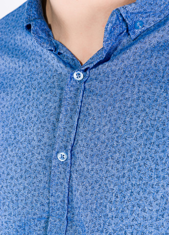 Голубой кэжуал рубашка с абстрактным узором Time of Style с длинным рукавом