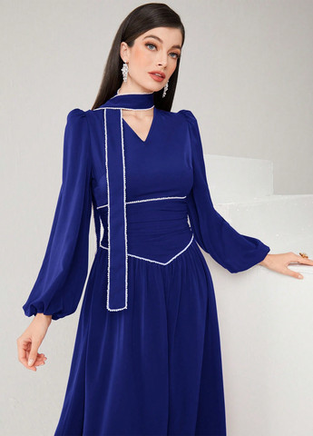 Темно-синя кежуал сукня кльош SHEIN однотонна