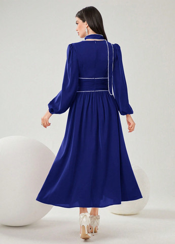 Темно-синя кежуал сукня кльош SHEIN однотонна