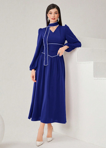 Темно-синя кежуал сукня кльош SHEIN однотонна