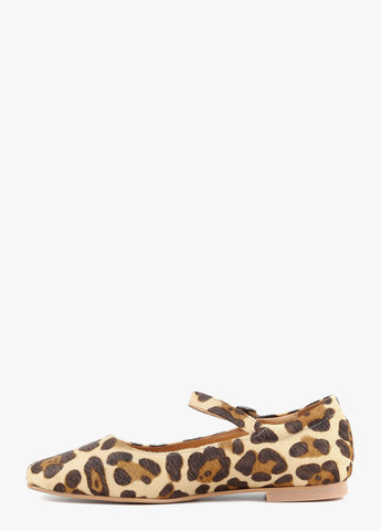 Женские балетки Le'BERDES | коричневые леопардовые без декора натуральный мех (307526270)