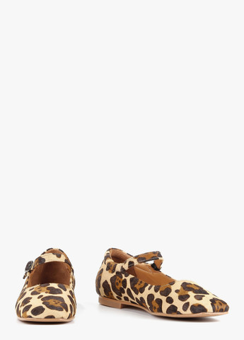 Женские балетки Le'BERDES | коричневые леопардовые без декора натуральный мех (307526270)