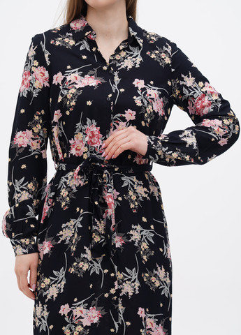 Черное кэжуал платье рубашка Pieces с цветочным принтом