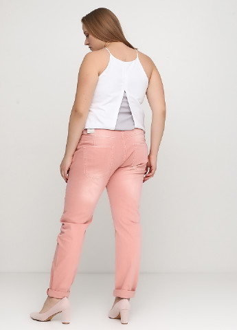 Розовые джинсовые демисезонные зауженные брюки Comma