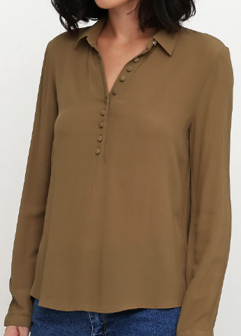 Оливковая (хаки) демисезонная блуза Mango