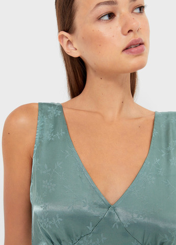 Сіро-зелена кежуал сукня Stradivarius з квітковим принтом