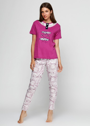 Лиловая всесезон пижама (футболка, брюки) Adalya