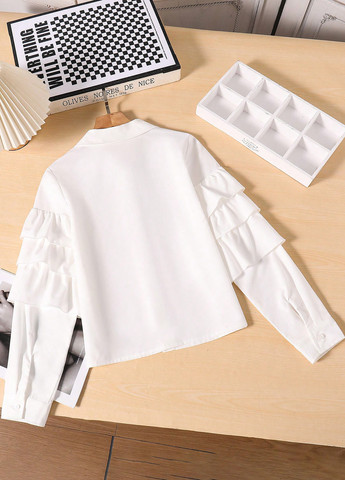 Белая однотонная блузка SHEIN демисезонная