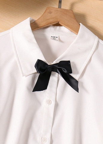 Белая однотонная блузка SHEIN демисезонная