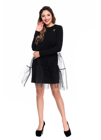 Черное кэжуал платье с пышной юбкой Magnet однотонное