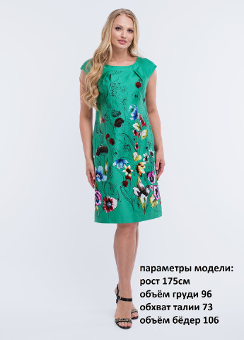 Бирюзовое кэжуал платье Алеся с цветочным принтом