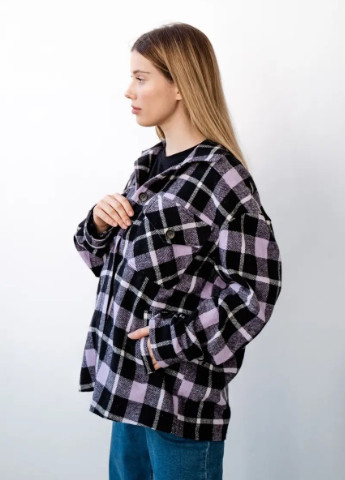 Бавовняна тепла сорочка блуза для вагітних і годуючих лавандова клітина oversize - крою To Be (248671207)
