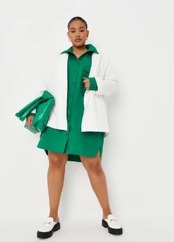 Зеленое кэжуал платье рубашка Missguided однотонное