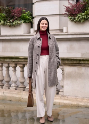 Коричневое демисезонное Пальто однобортное Uniqlo