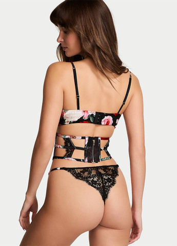 Чорний демісезонний комплект (корсет, трусики) Victoria's Secret
