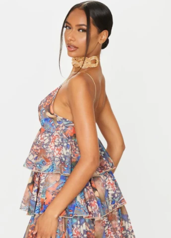 Комбинированное кэжуал платье PrettyLittleThing бабочки