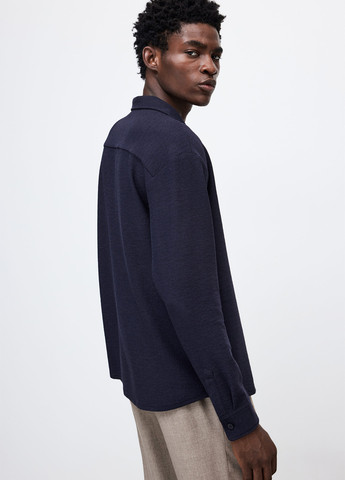 Индиго кэжуал рубашка однотонная H&M