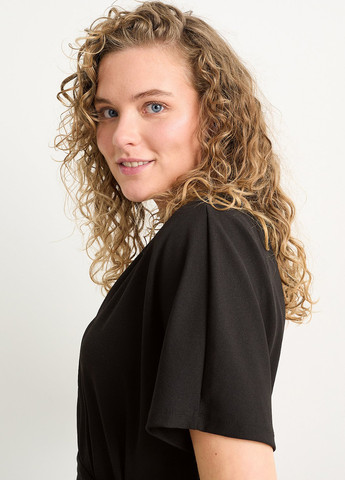 Комбинезон C&A комбинезон-брюки однотонный чёрный кэжуал полиэстер