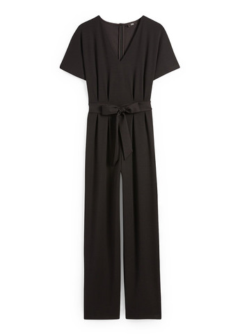 Комбинезон C&A комбинезон-брюки однотонный чёрный кэжуал полиэстер