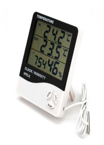 Термометр электронный с часами метеостанция с выносным датчиком HTC-2 Белый No Brand (253932378)