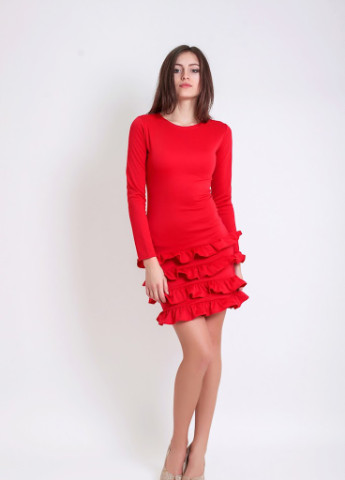 Красное кэжуал женское платье arisa Podium однотонное