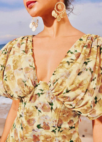 Комбинированное кэжуал платье в стиле ампир SHEIN с цветочным принтом