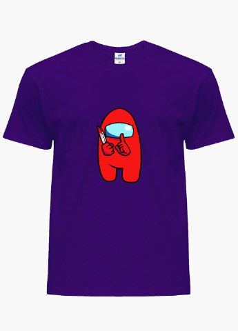 Фиолетовая демисезонная футболка детская амонг ас красный (among us red)(9224-2417) MobiPrint