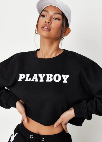 Чорний світшот Missguided напис без декору (262982935)