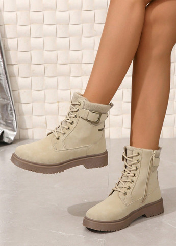 Осенние ботильоны тимберленды SHEIN со шнуровкой, с пряжкой из искусственного меха
