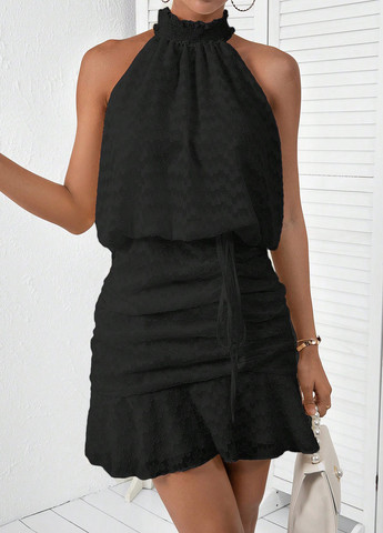 Черное коктейльное, кэжуал платье SHEIN однотонное