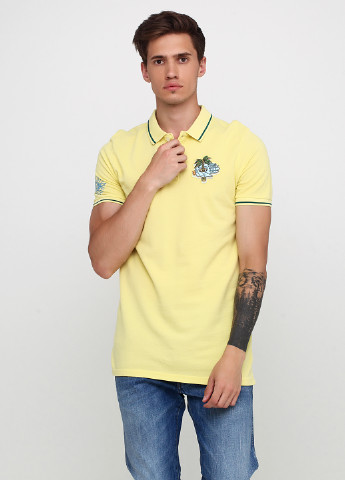 Желтая футболка-поло для мужчин Celio с рисунком