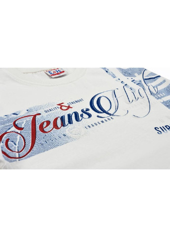Белая демисезонная футболка детская "jeans high" (8757-116b-cream) Breeze