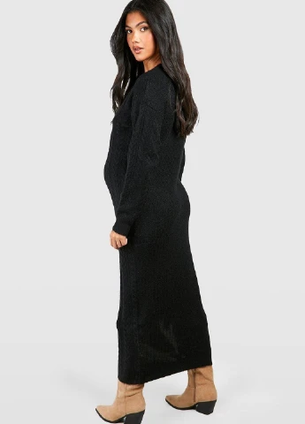 Черное кэжуал платье для беременных платье-свитер Boohoo однотонное