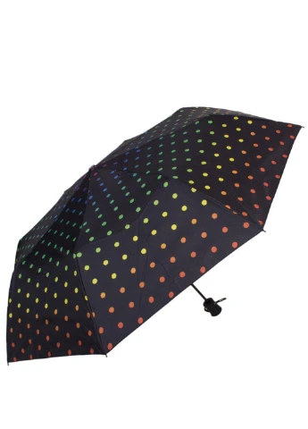 Чёрный женский складной зонт полуавтомат 95 см Happy Rain (255709814)