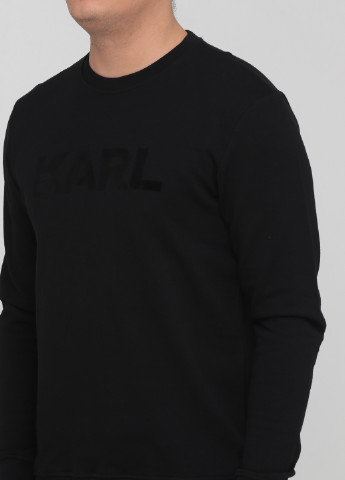 Свитшот Karl Lagerfeld - Прямой крой однотонный черный кэжуал хлопок, футер - (253382845)
