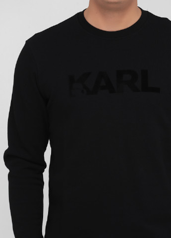 Свитшот Karl Lagerfeld - Прямой крой однотонный черный кэжуал хлопок, футер - (253382845)