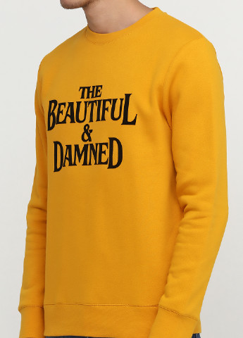 Свитшот H&M - Приталенный крой надпись горчичный кэжуал - (144175477)