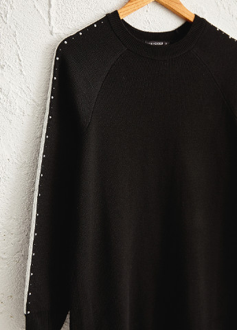 Черное кэжуал платье платье-свитер LC Waikiki однотонное