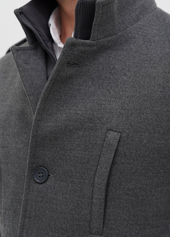 Серое демисезонное Пальто однобортное Trend Collection