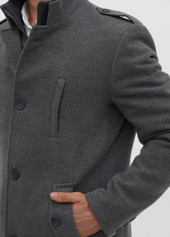 Серое демисезонное Пальто однобортное Trend Collection