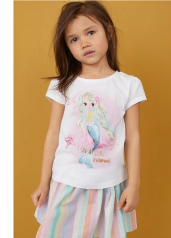 Біла літня футболка h & m 5206 110-116 см білий H&M