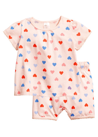 Персиковая всесезон пижама (футболка, шорты) H&M