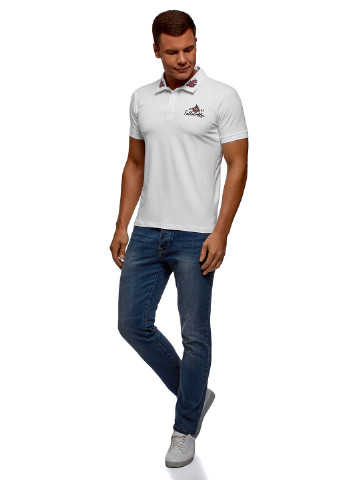 Белая футболка-поло для мужчин Oodji с рисунком