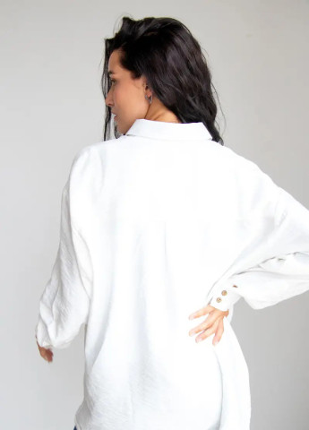 Молочная блуза рубашка для беременных и кормящих мам оверсайз на пуговицах молочная из натуральной ткани To Be