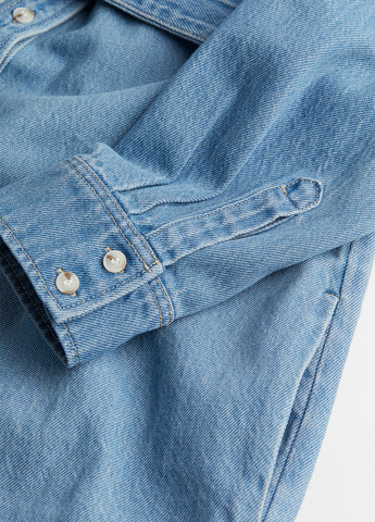 Блакитна кежуал, джинсова сукня сорочка H&M однотонна