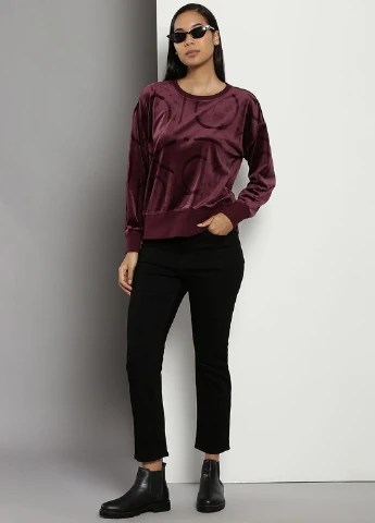 Темно-бордовый свитшот Calvin Klein логотип без декора (315792937)