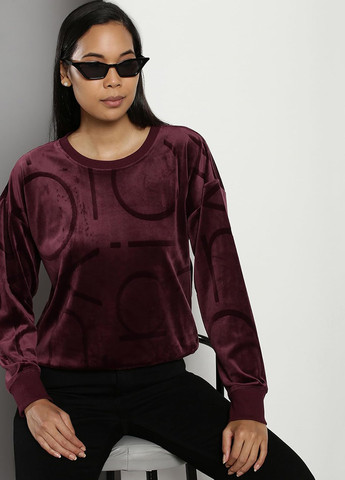 Темно-бордовый свитшот Calvin Klein логотип без декора (315792937)