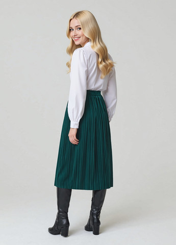 Изумрудная кэжуал однотонная юбка Sinsay а-силуэта (трапеция), плиссе