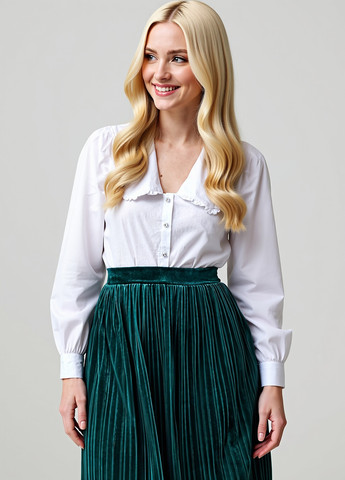 Изумрудная кэжуал однотонная юбка Sinsay а-силуэта (трапеция), плиссе