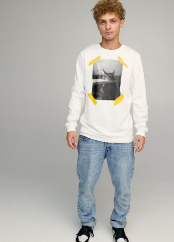 Белый світшот чоловічий basic /no flis/ YAPPI рисунок (254557778)